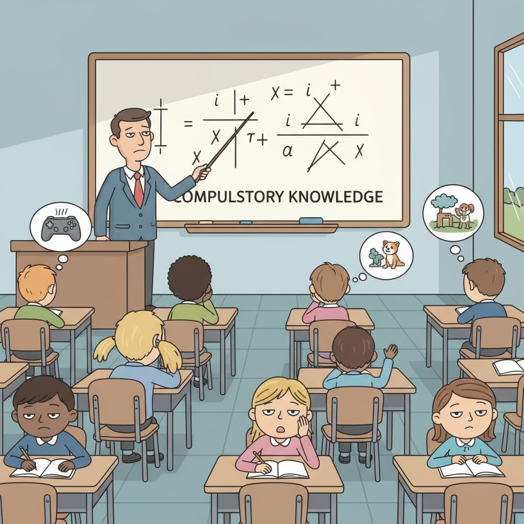 Compulsory learning in a K12 classroom showing lack of student engagement