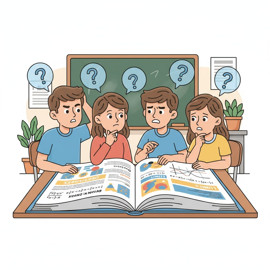 High school freshmen showing confusion about calculus books