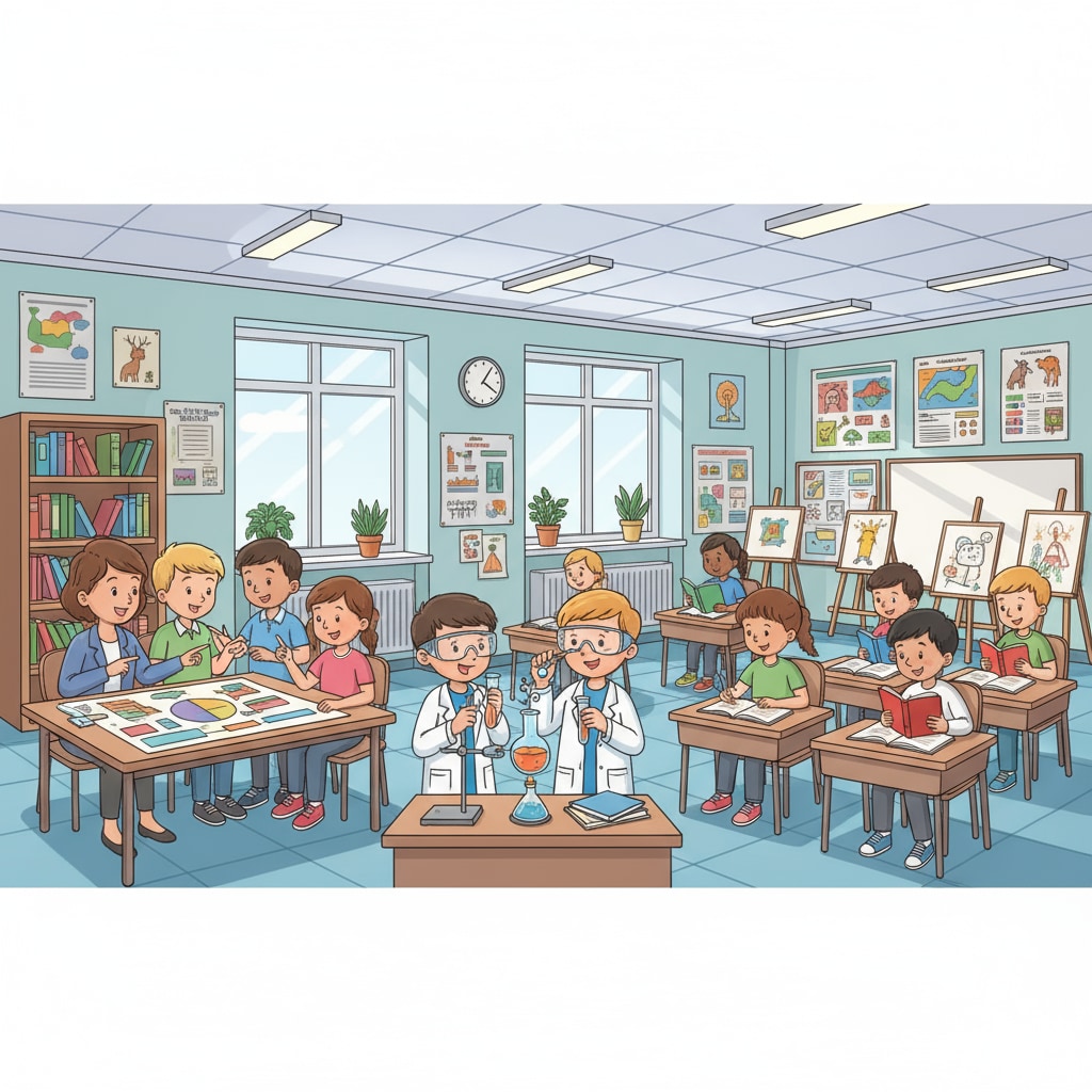 A classroom scene promoting lifelong learning, formal education, and cultural awareness