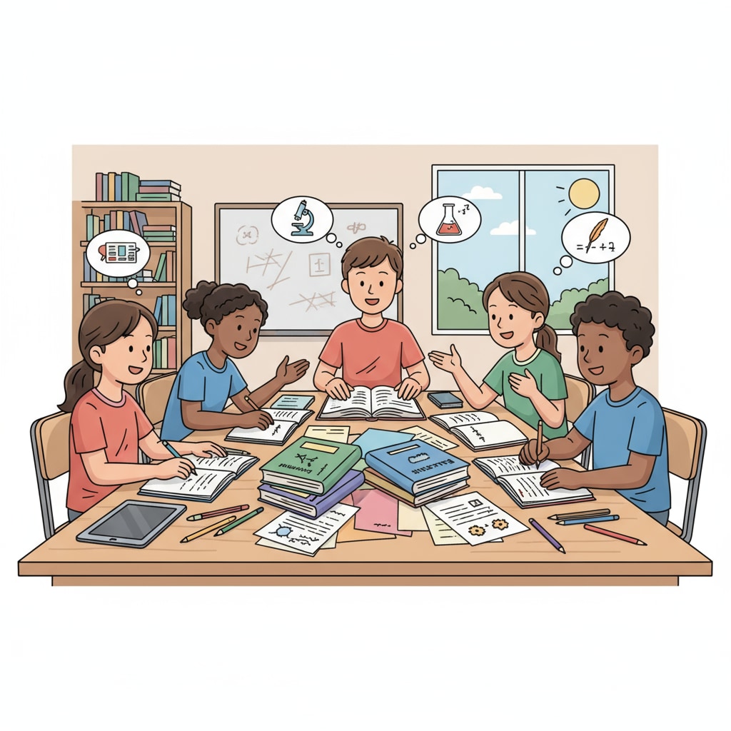 K12 students discussing interdisciplinary subjects