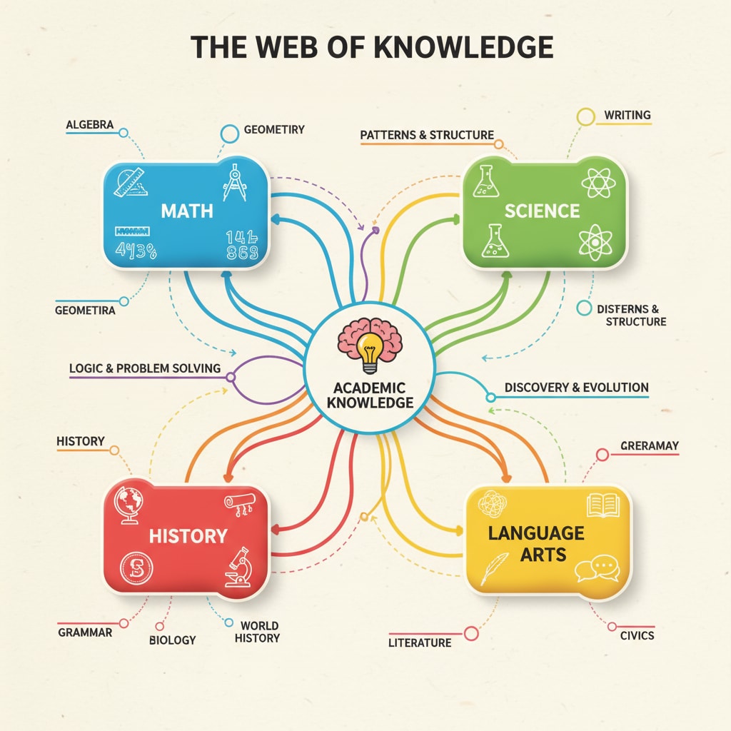 Mind map of interdisciplinary academic subjects