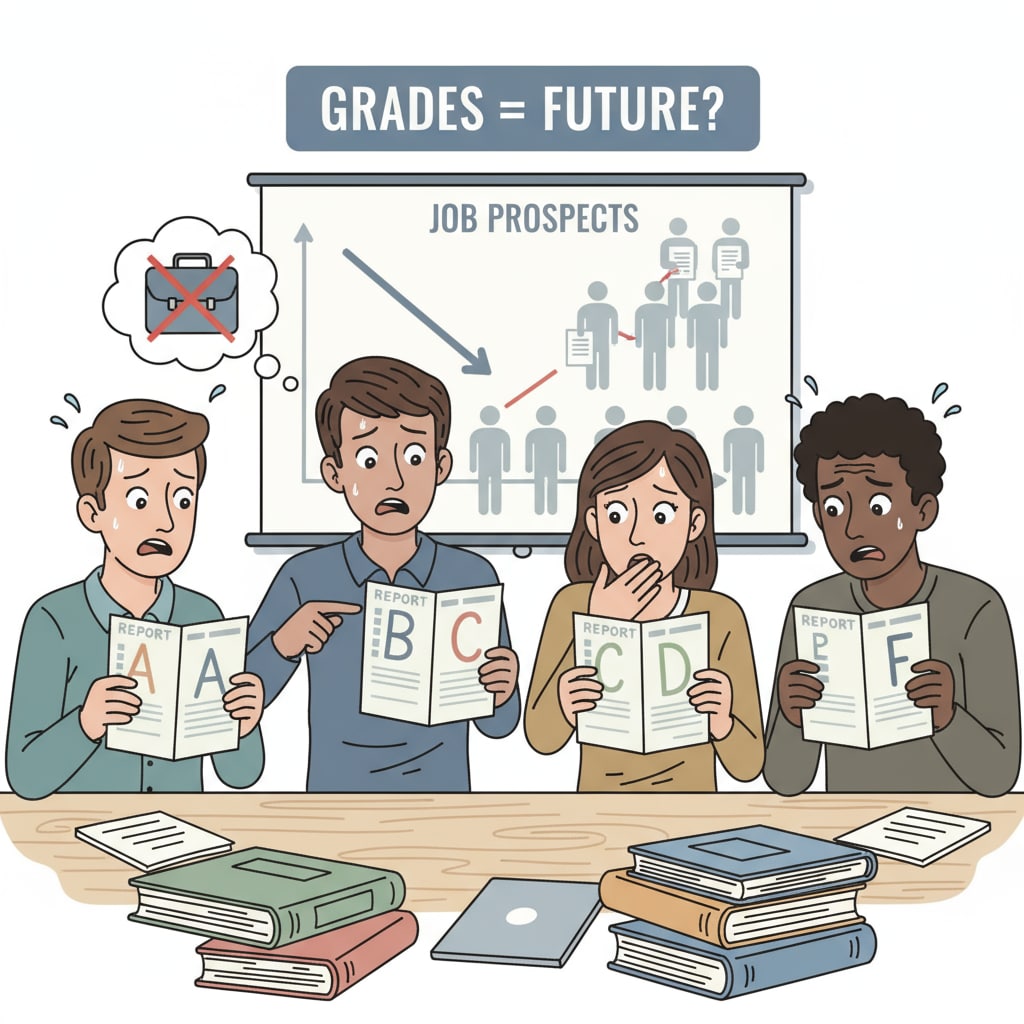 Students worried about the connection between university grades, employment, and workplace value
