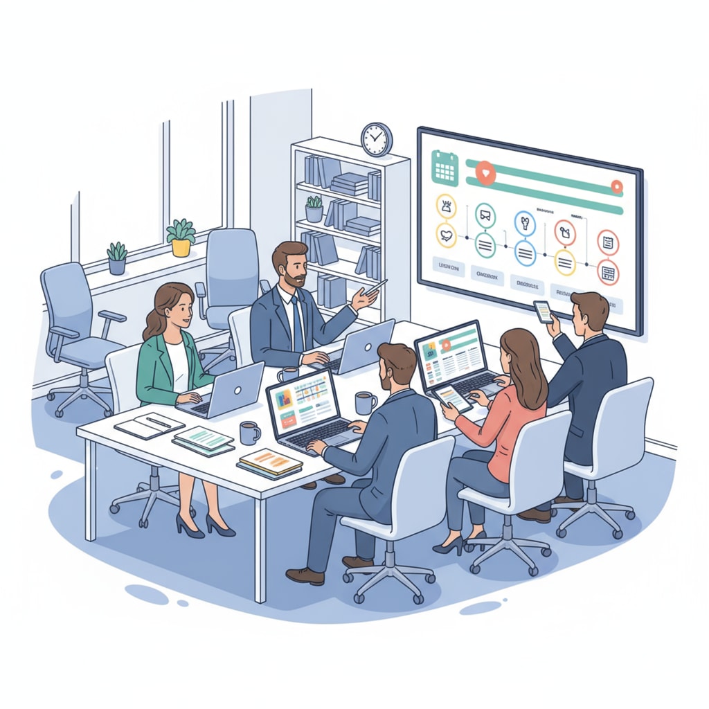 Teachers using digital tools for lesson planning and grade management in an educational technology setting