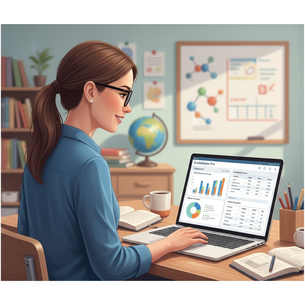 Teacher using an educational technology grade management system for time management in the classroom
