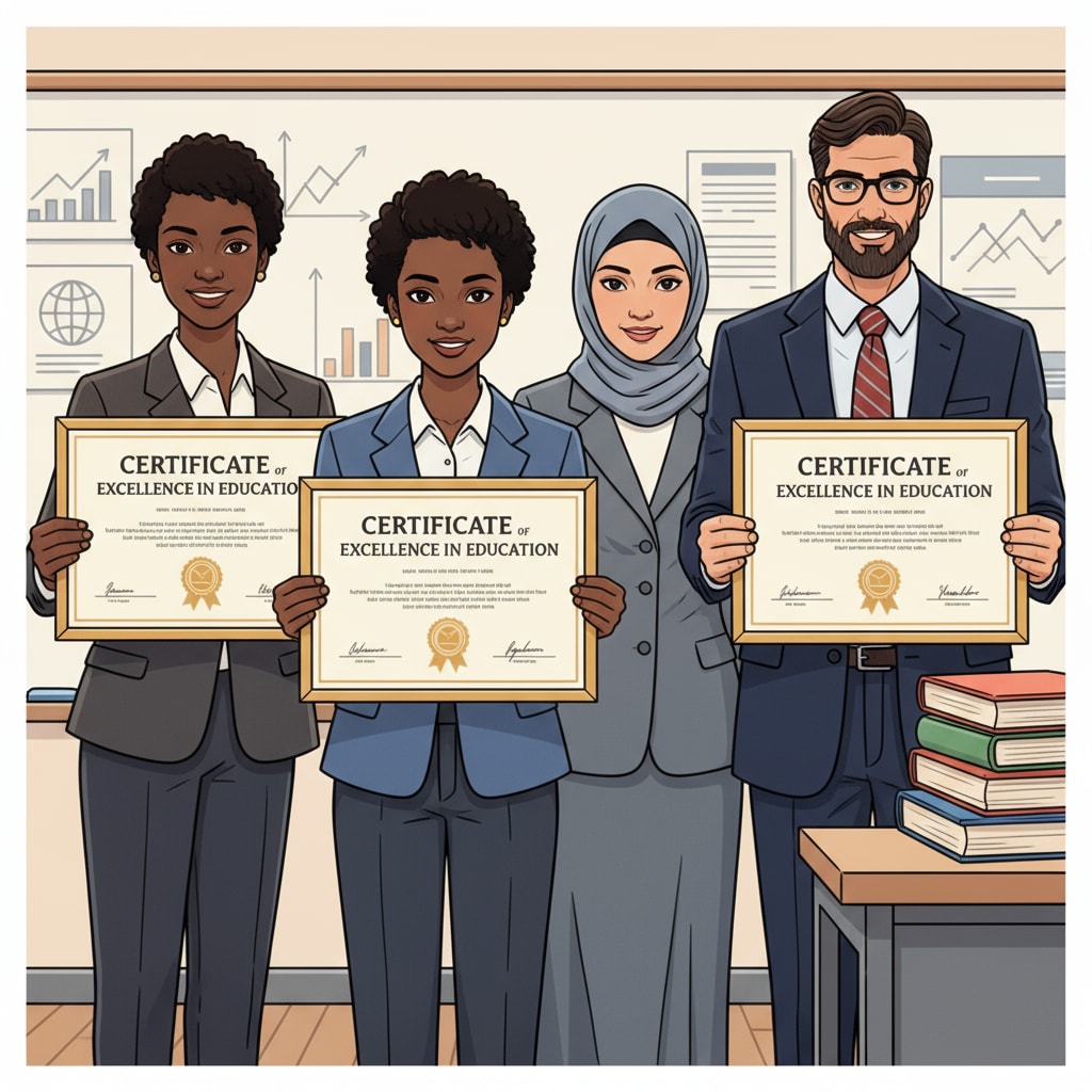 Educators with education certificates highlighting employment value in K12 education