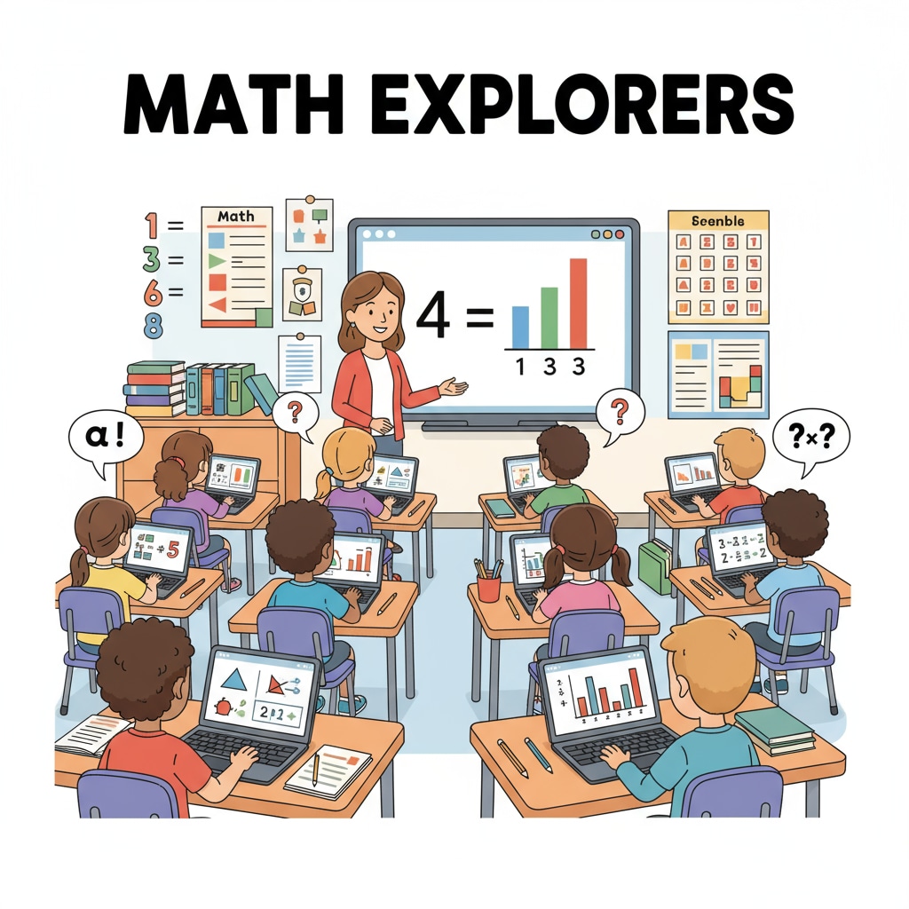 Students using Chromebooks for math education in a classroom