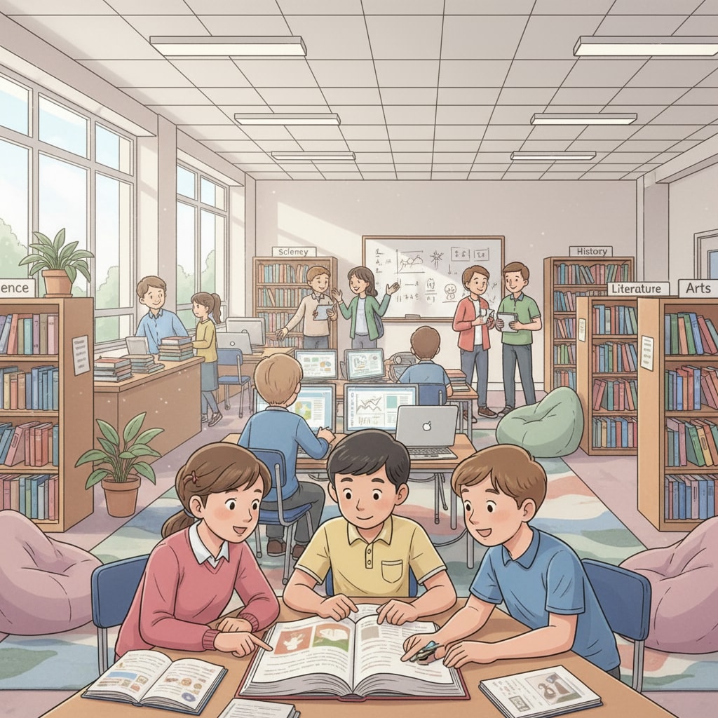 Students in K12 education exploring knowledge as part of lifelong learning for success