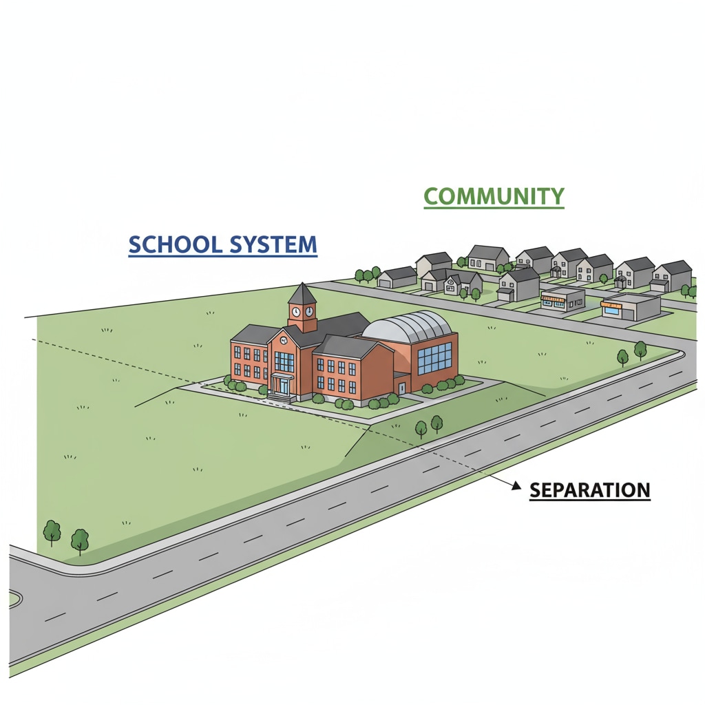 A visual representation of school system independence and community separation
