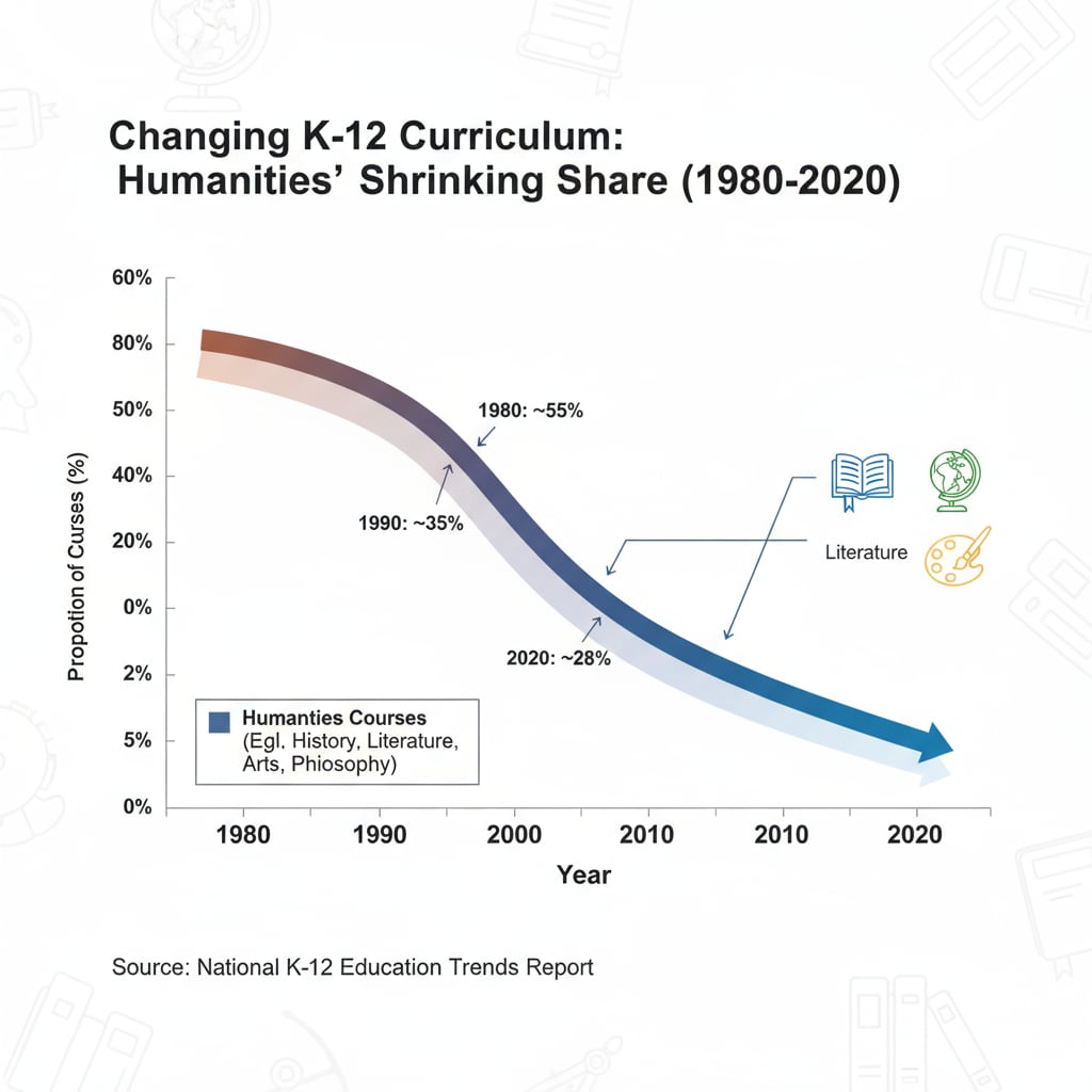Graph of decreasing humanities courses in K12 education