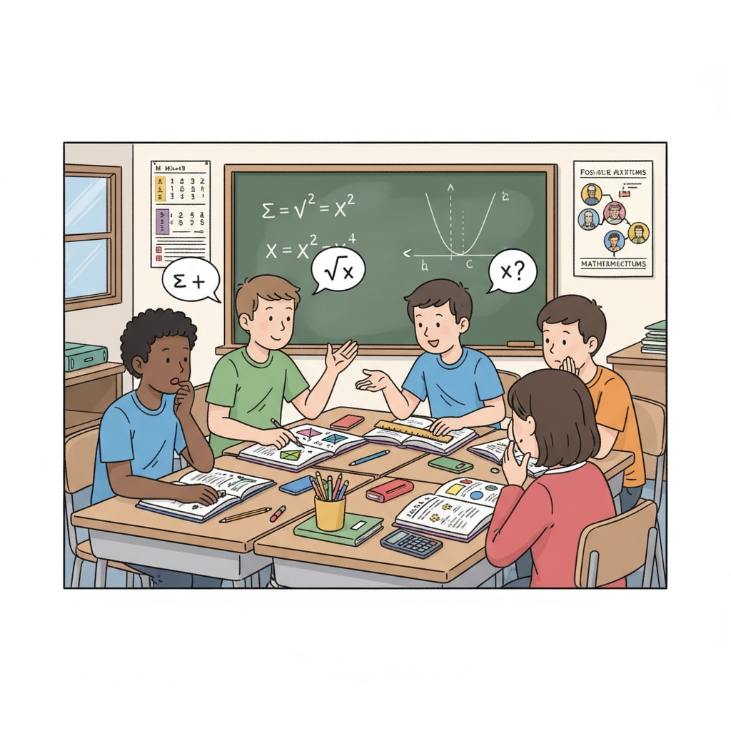 Students discussing the practicality of advanced math in a classroom