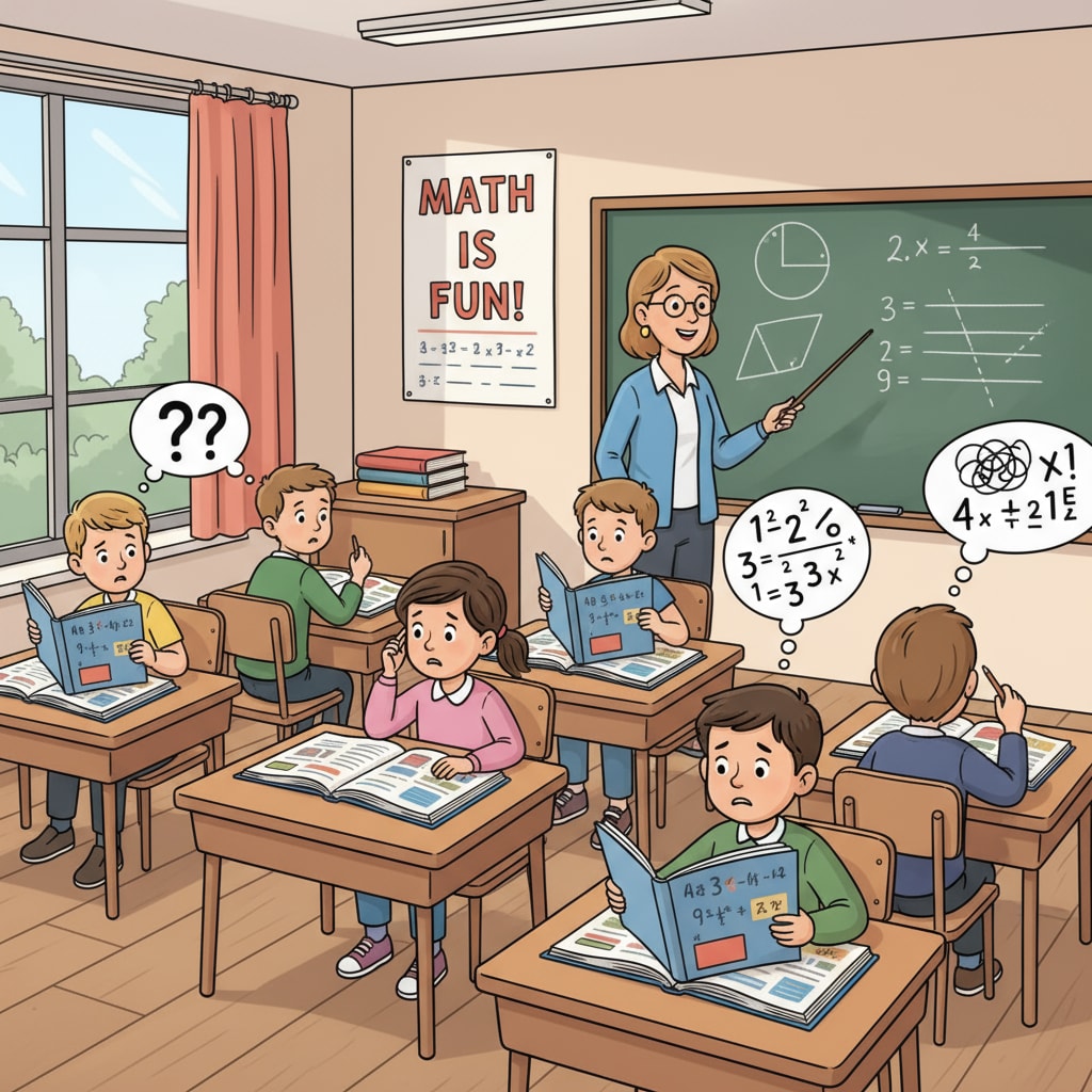 9-year-old children with math difficulties looking at math books