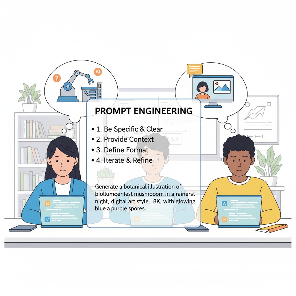 Students learning prompt writing for AI in the context of AI courses and technical education