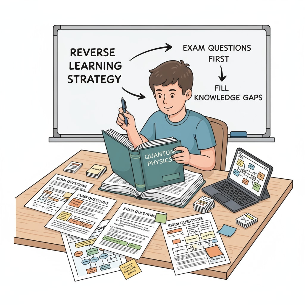 A student using the reverse learning method for theoretical learning with attention deficit