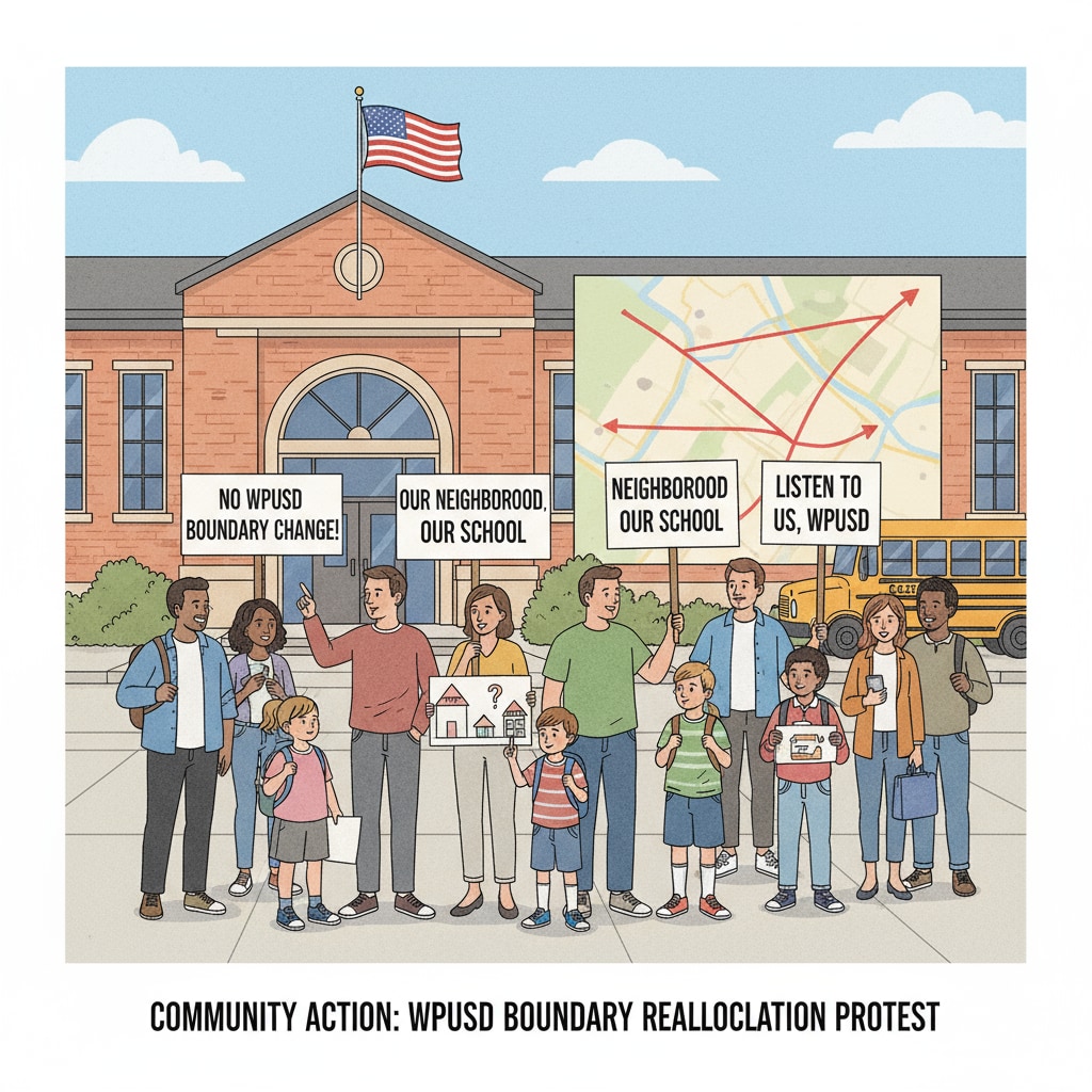 Parents and students protesting against WPUSD boundary reallocation