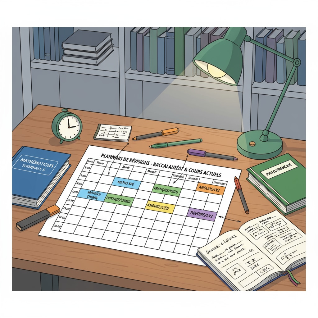 A student using a study plan for baccalauréat preparation and current studies time management