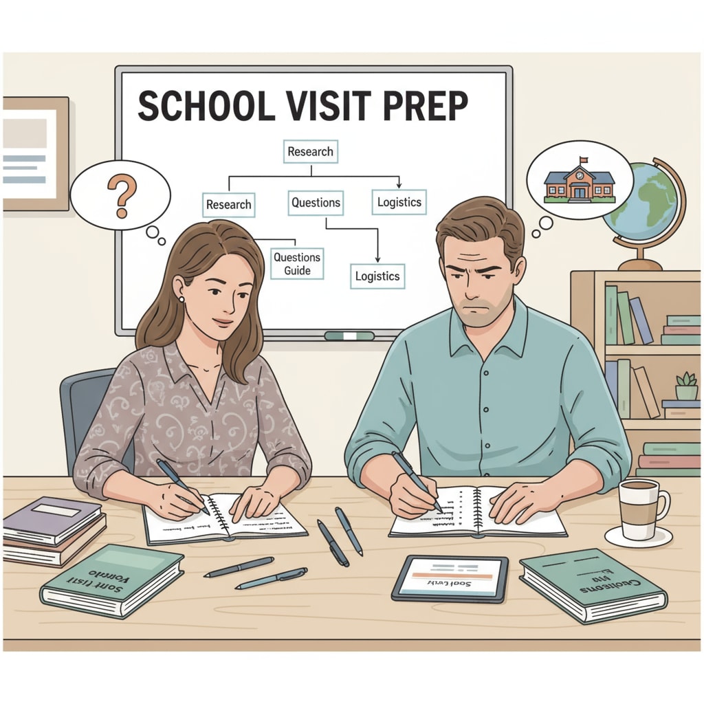 Parents preparing questions for a school visit to a public school to make educational choices