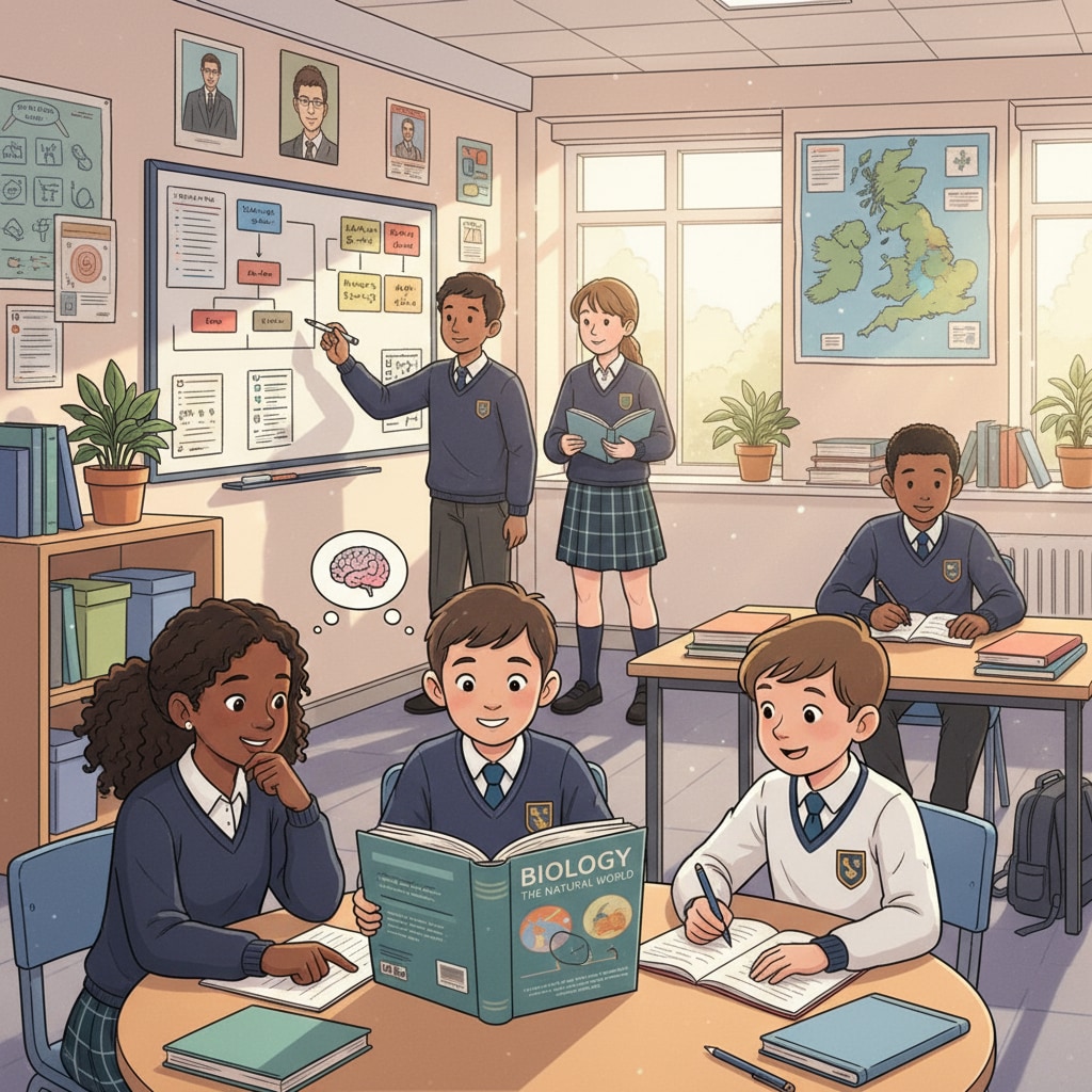 Students in a UK classroom, related to dropping out, UK education, and returning to school
