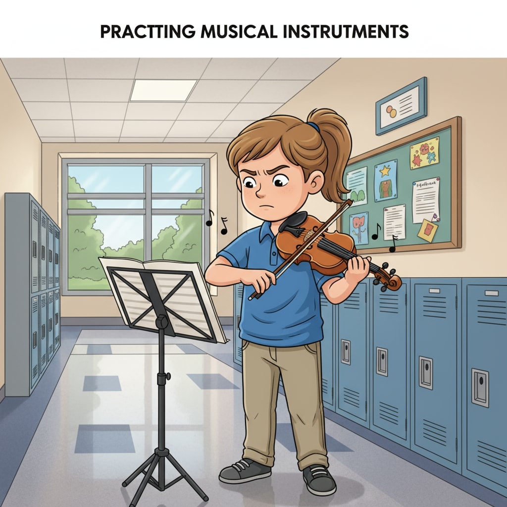 A student practicing the violin, which led to the sound being mistaken for crying.