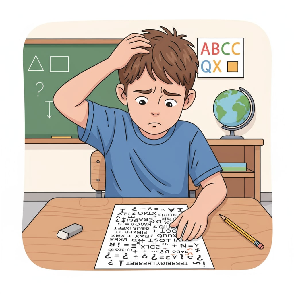 Student confused by instructions on worksheet in inclusive education with teaching strategies for special education