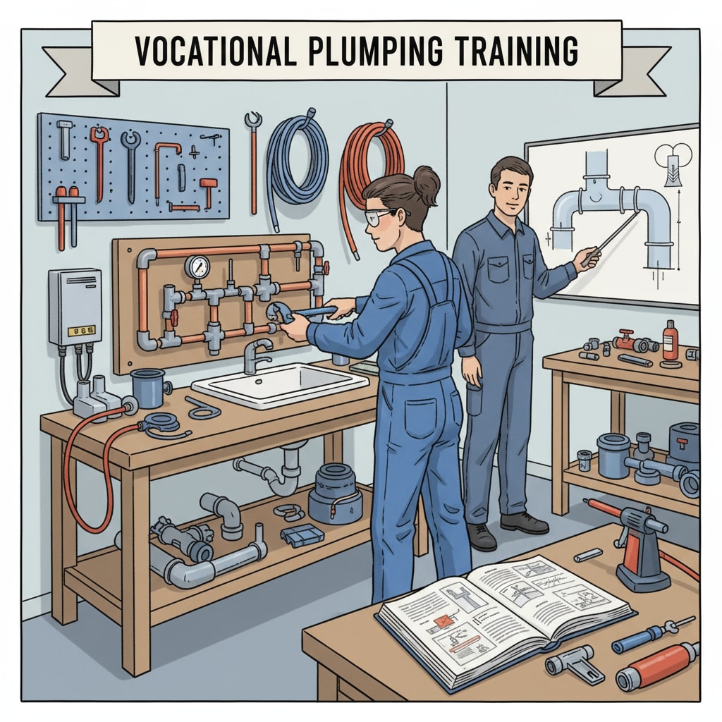 Person in vocational training for plumbing related to skills acquisition and employment in vocational fields