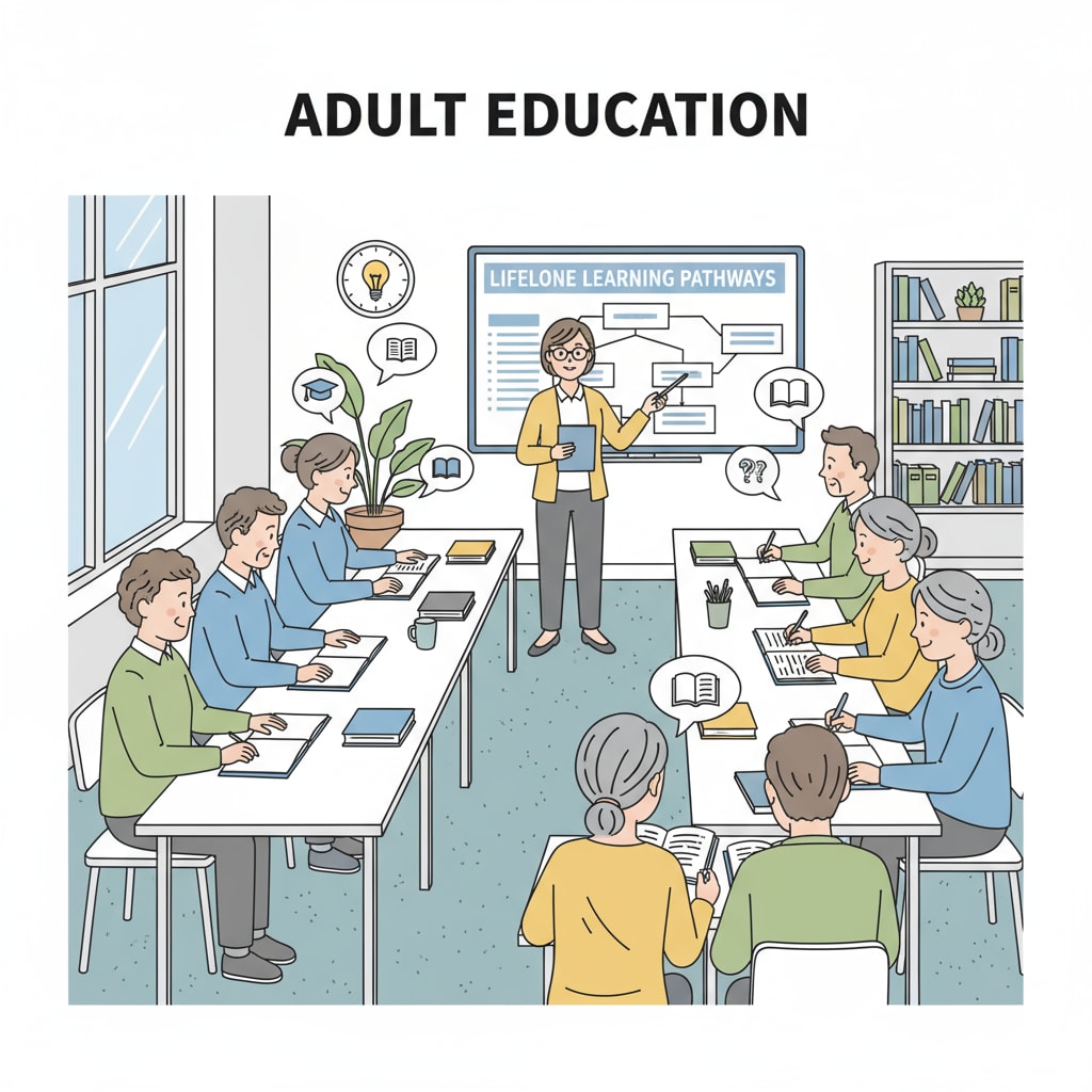 Adults studying in a classroom for high school diploma, related to GED, adult education, and financial burden