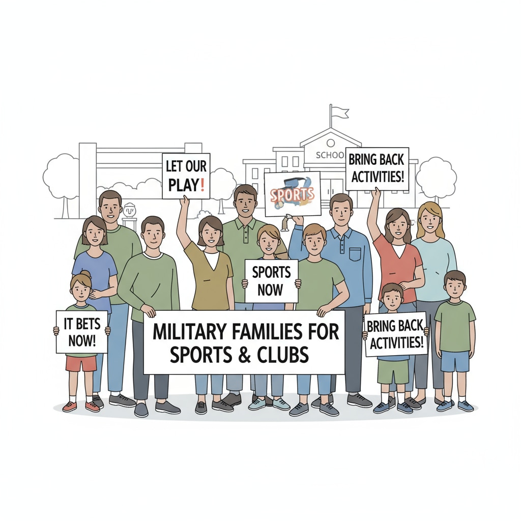 Military families protesting for sports and extracurricular activities for their children during government shutdown