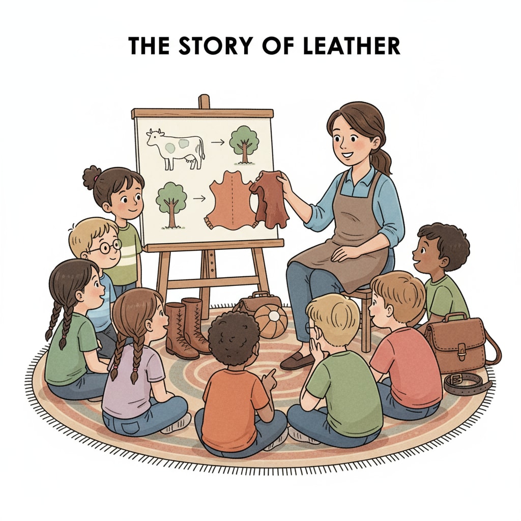 Children listening to a leather-related story
