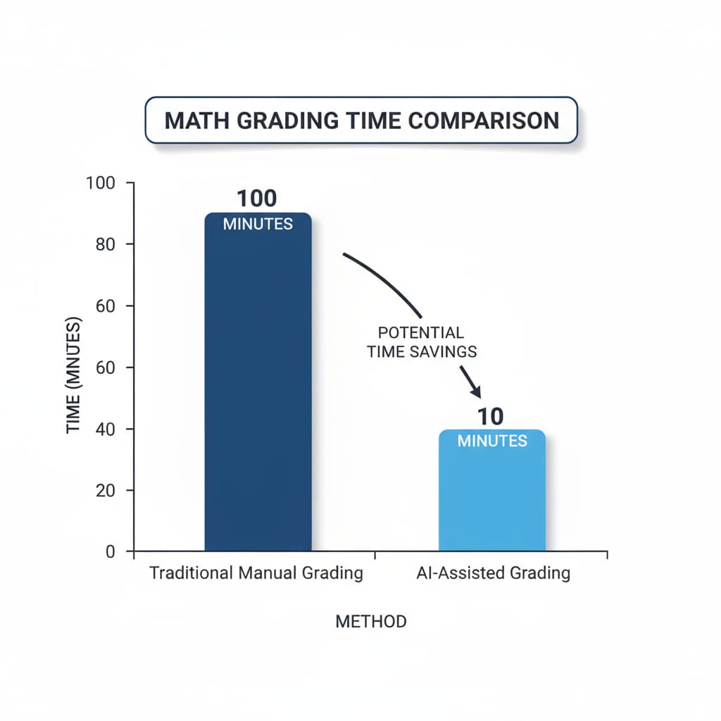 A graph comparing traditional and AI math grading times for efficiency analysis.