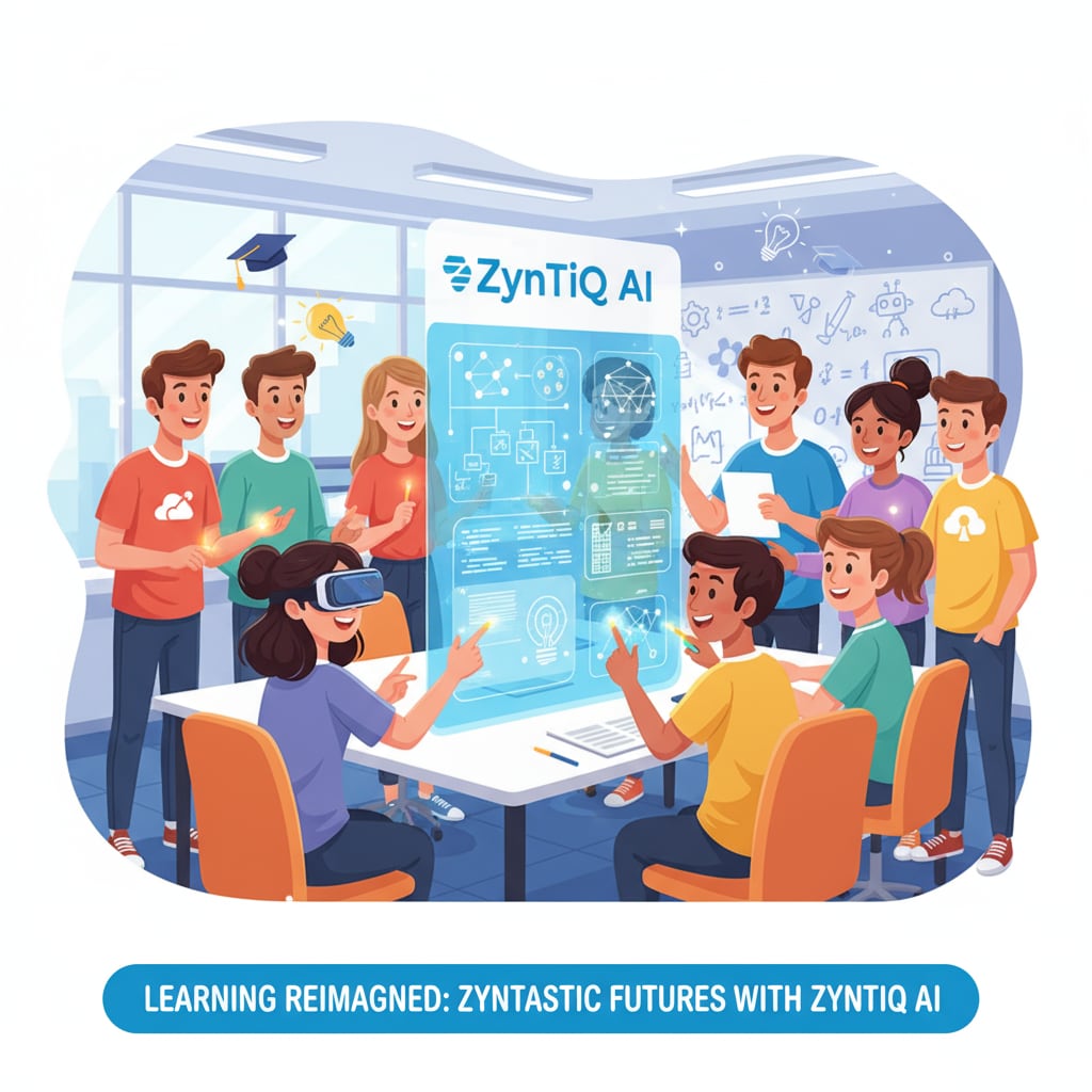 Students enjoying AI learning on ZynTiQ platform relevant to AI education, lifetime membership, and course certification