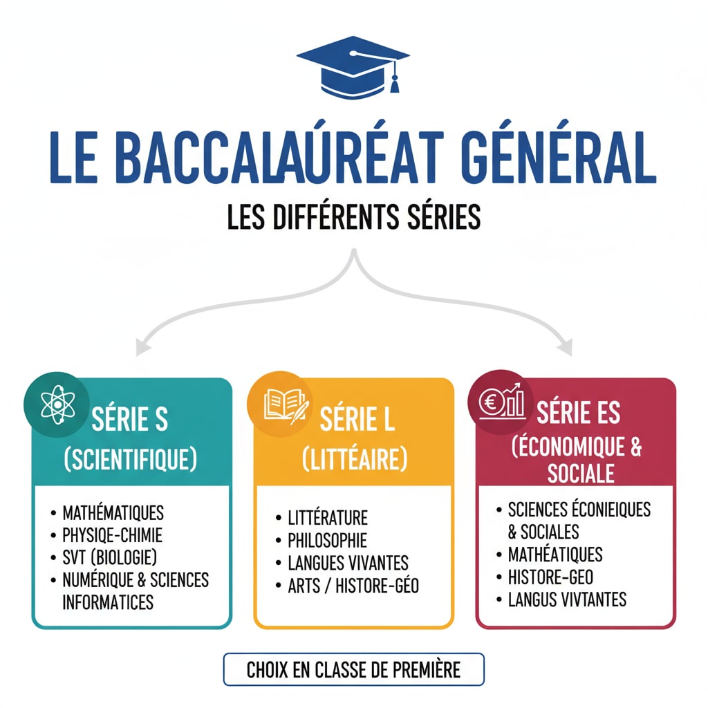 Diagram of French Baccalauréat streams for time management and study preparation