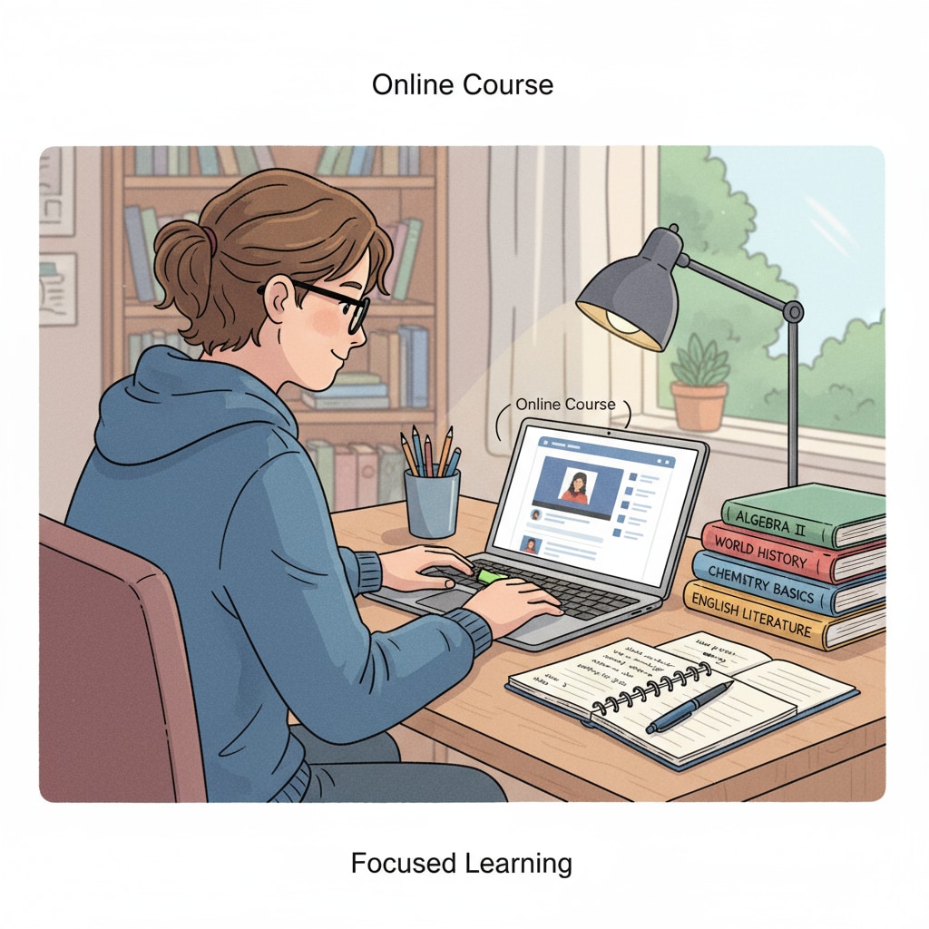 A student studying for an online high school diploma