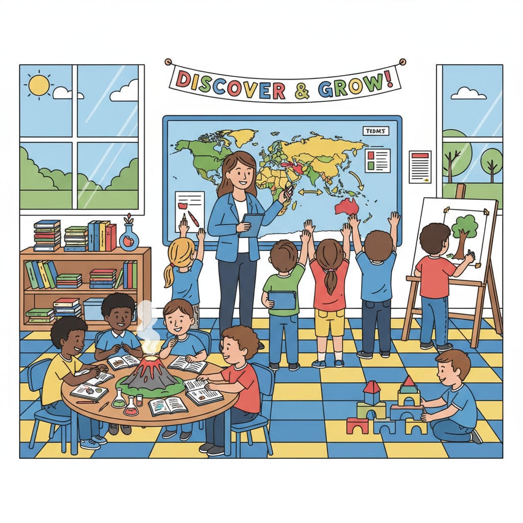 K12 education classroom scene related to education requirements, career development, and continuing education