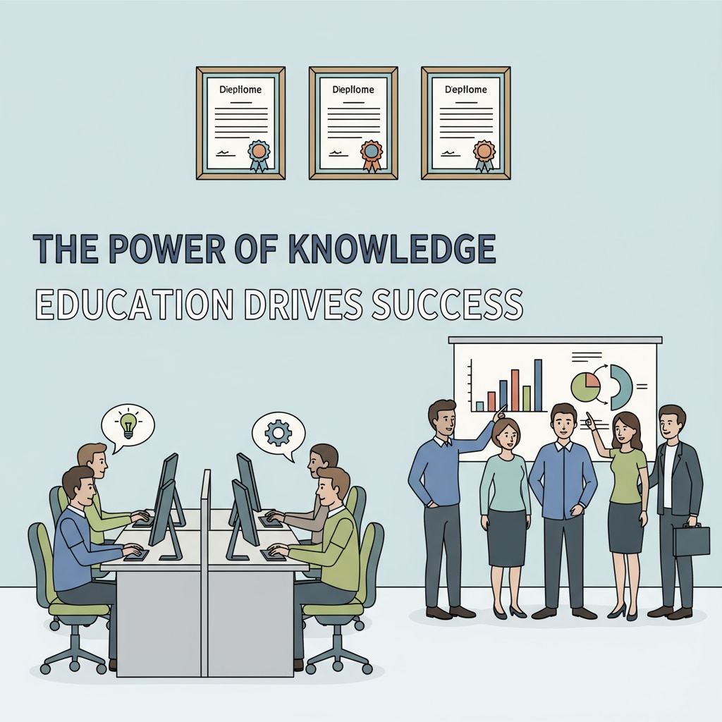 Office scene highlighting the significance of education in career development, related to education requirements, career development, and continuing education