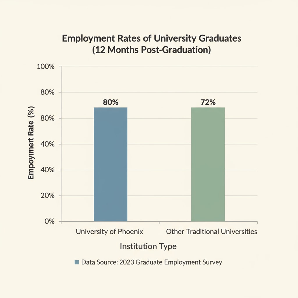 Graph showing employment rate of University of Phoenix graduates related to career development