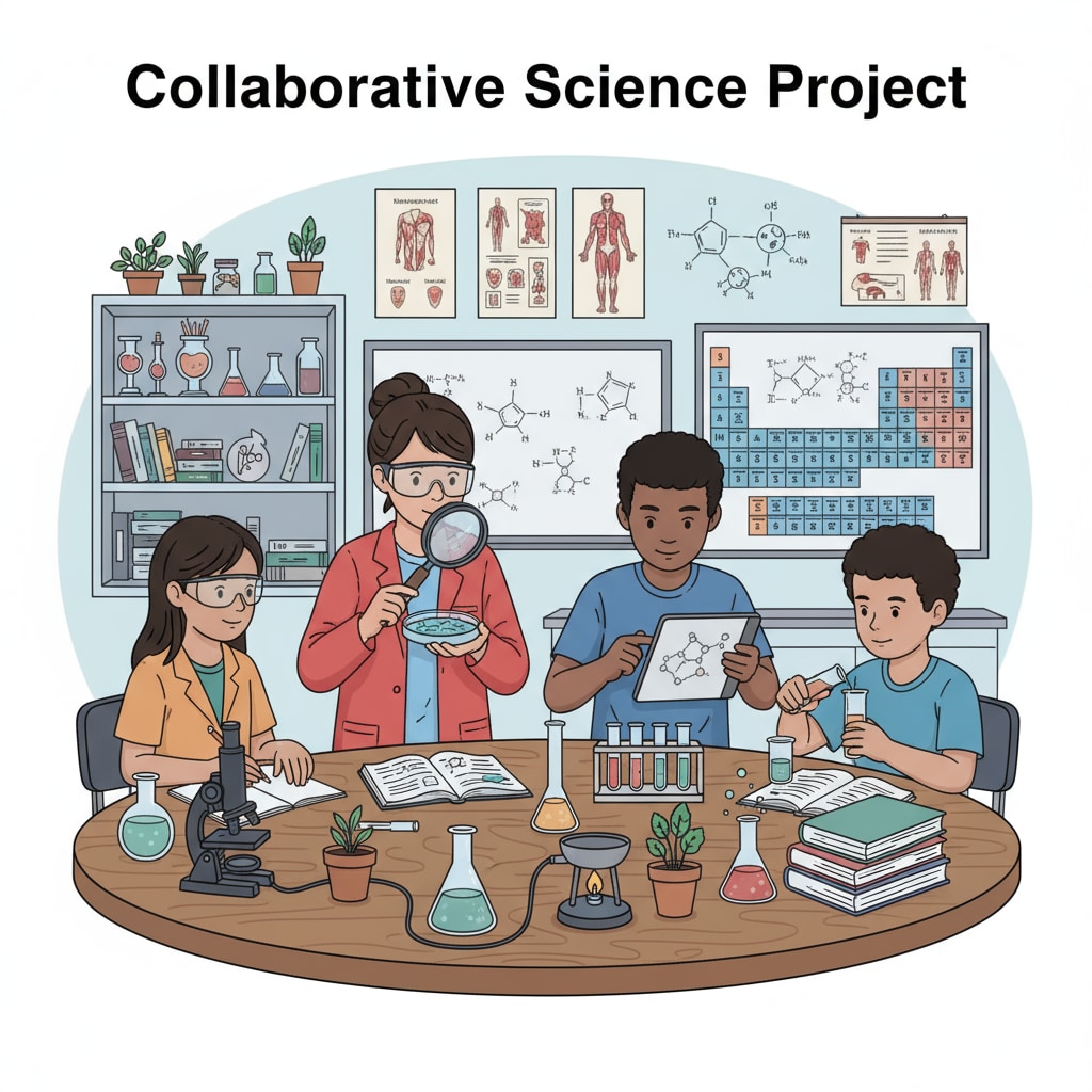 Students collaborating on a science project