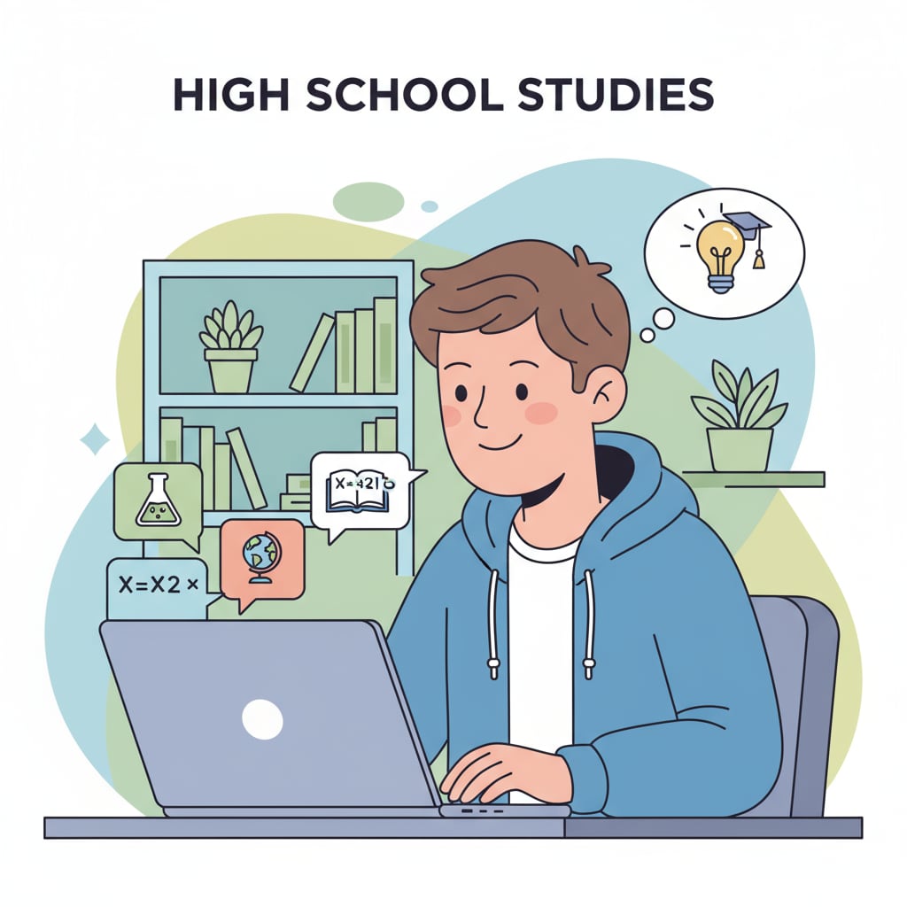 Person studying high school courses on a laptop for education completion