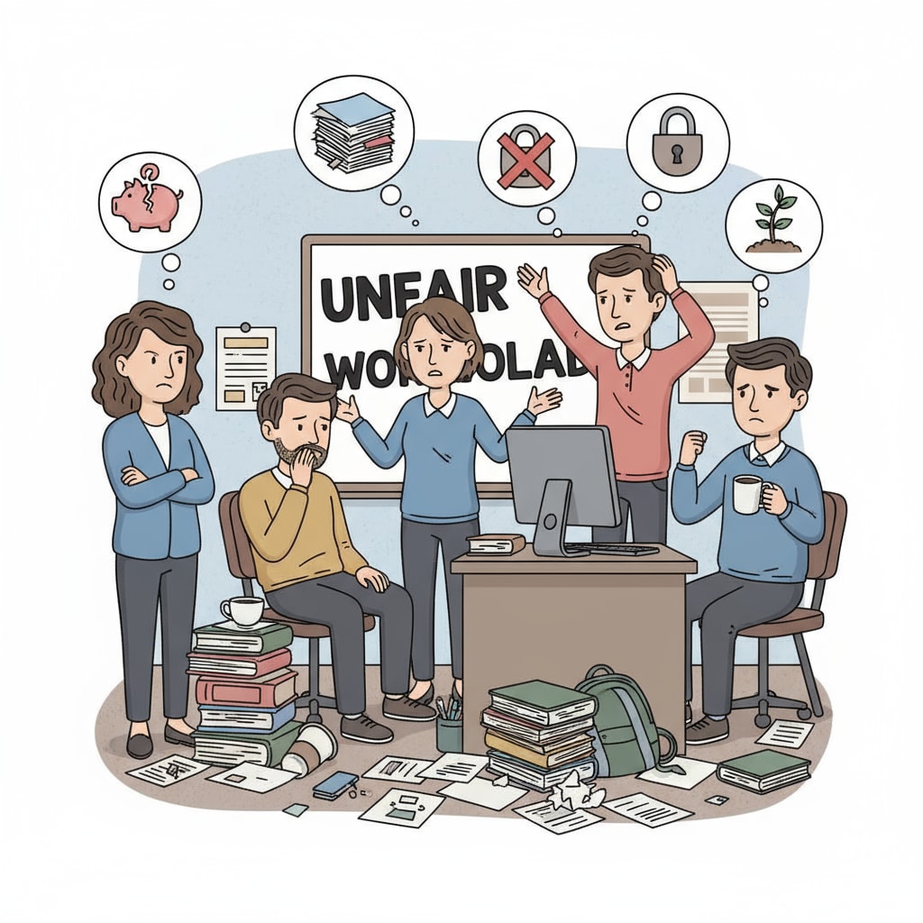Teachers showing signs of frustration due to unfair treatment in the workplace.
