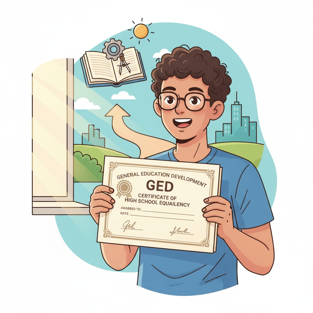A student with a GED certificate, representing the positive impact on employment prospects for those affected by depression