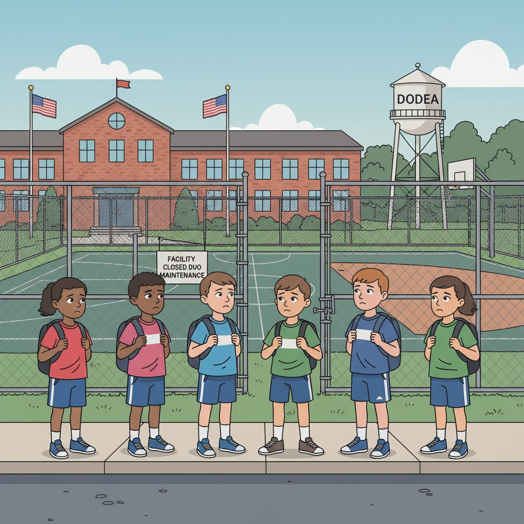Military children disappointed due to sports facility closure during government shutdown in DODEA school.