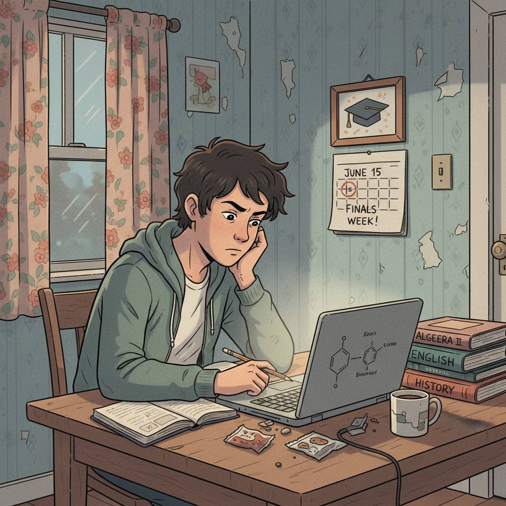 Low-income adult studying at home for high school completion