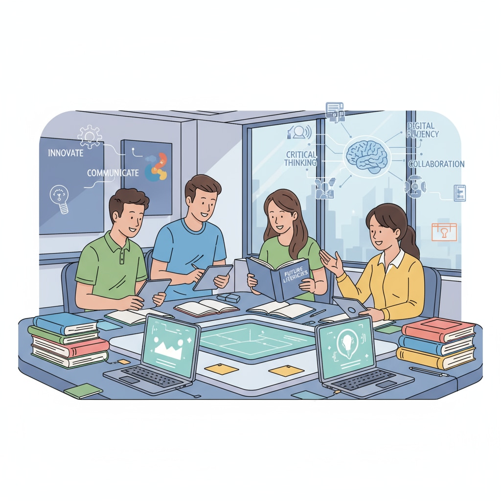 Students using laptops and books in a modern learning environment relevant to literacy rate, democracy, and reading ability