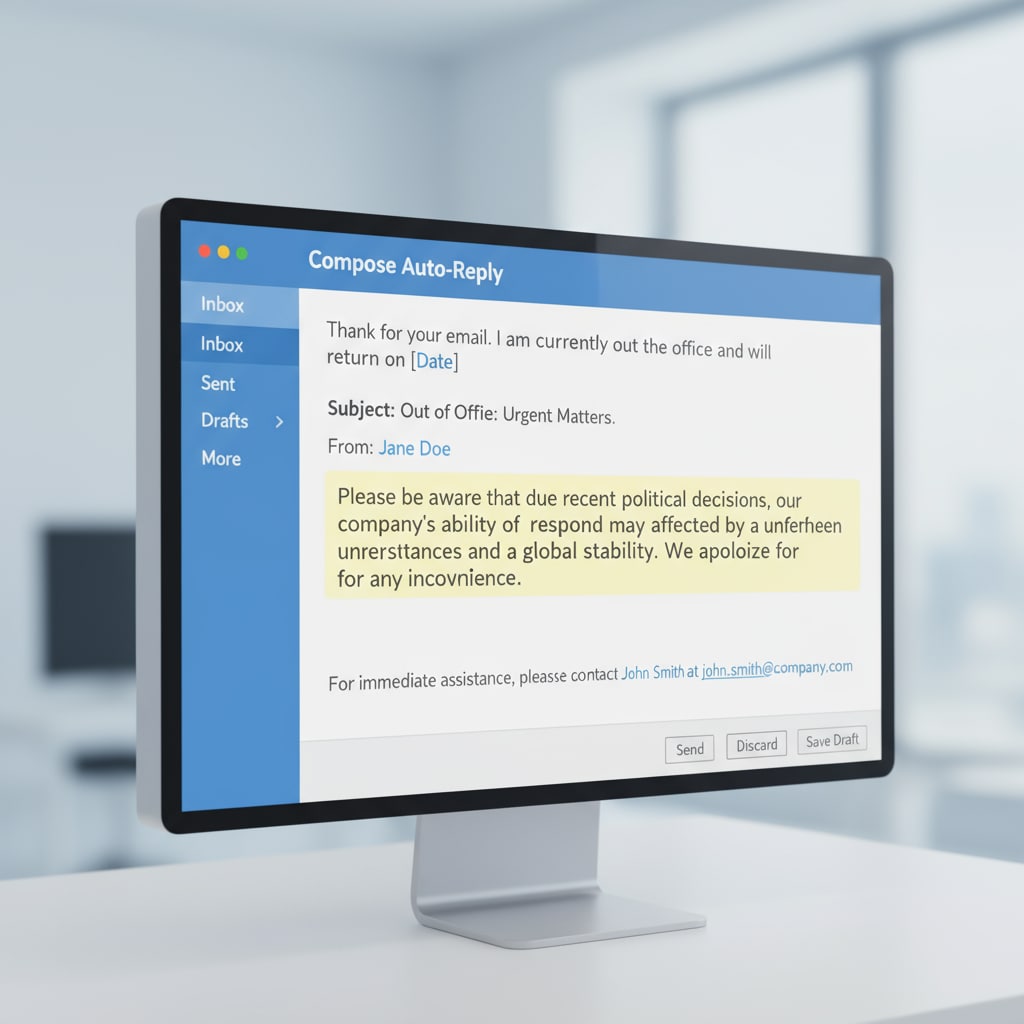 Representation of an email with modified auto-reply