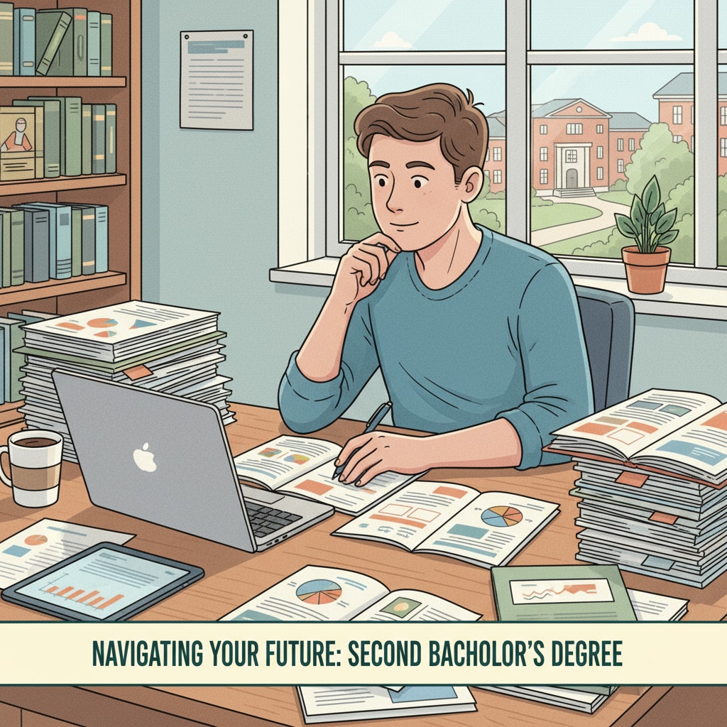A software engineering student considering a second bachelor's degree by looking at course catalogs