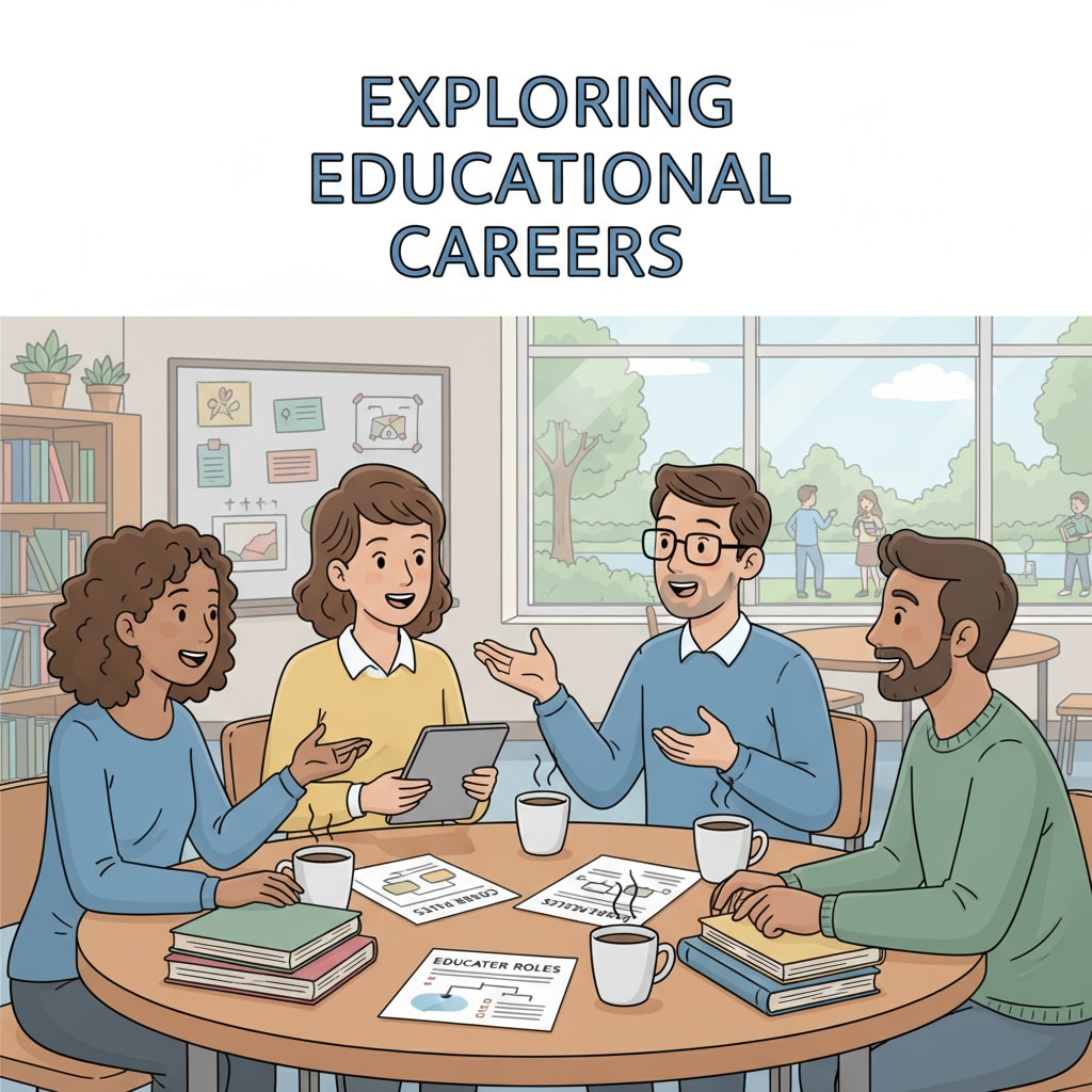 Educators discussing school psychology and administration career choices in a school setting