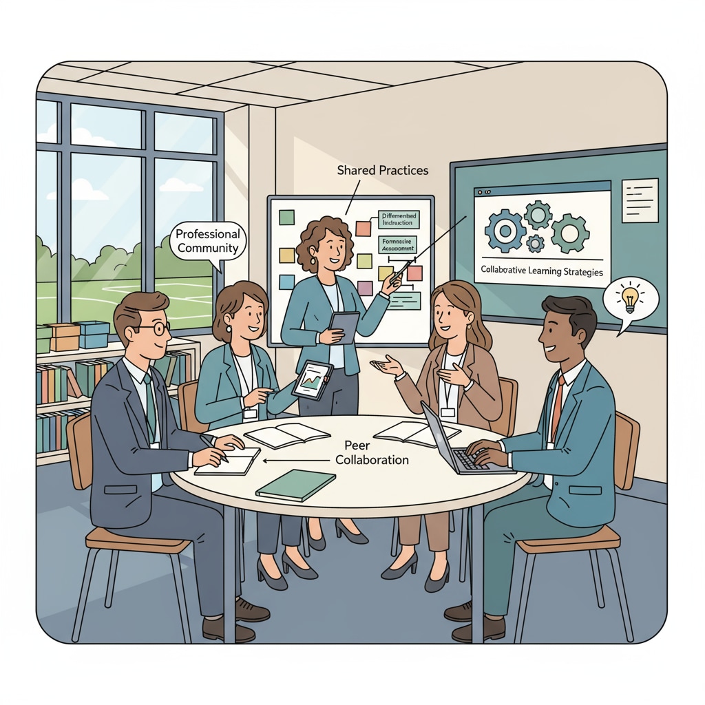 Teachers in a UK school discussing teaching strategies in a professional learning community as part of teacher autonomous school initiatives