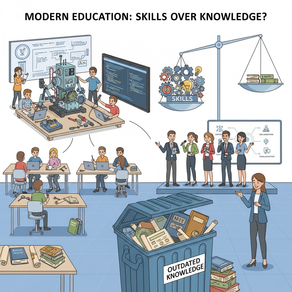Students in a modern K12 classroom, demonstrating the educational imbalance between skills and basic knowledge