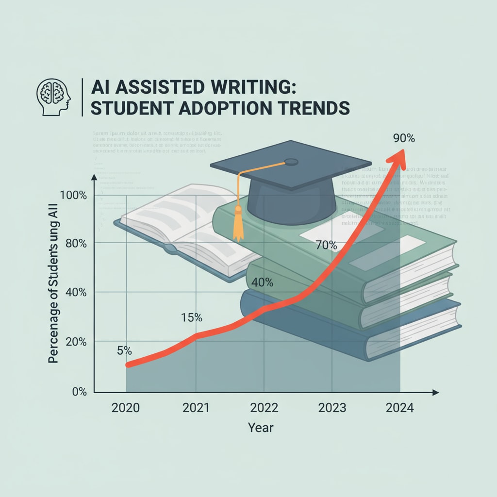 Graph showing the increase in AI use for writing assignments relevant to writing education and student integrity