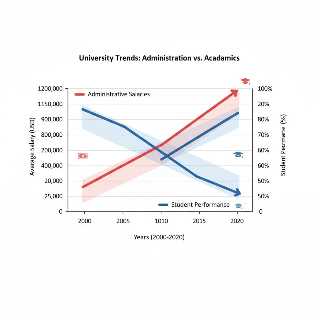 Graph showing the relationship between administrative salaries and student performance