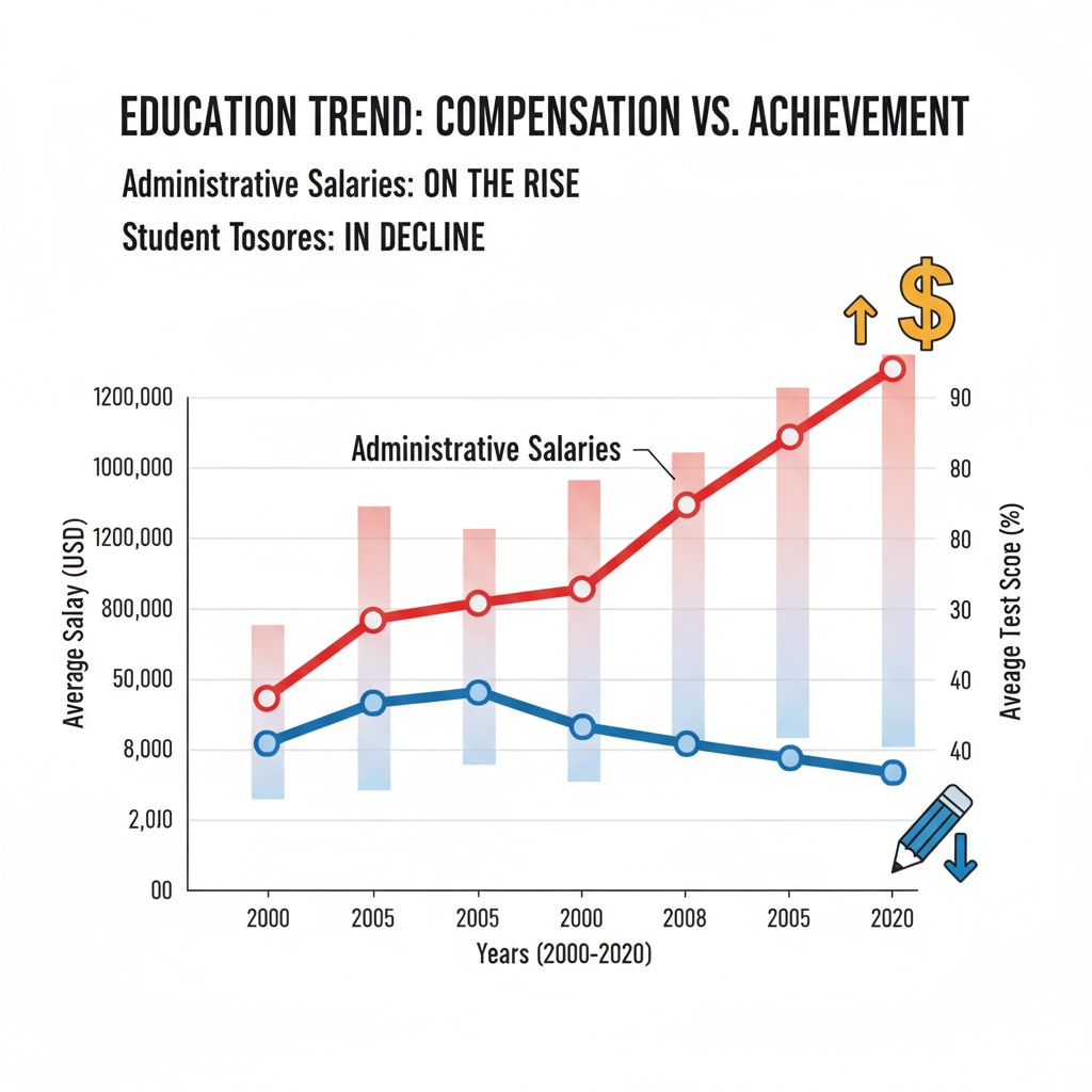 Graph showing the relationship between administrative salaries and student test scores
