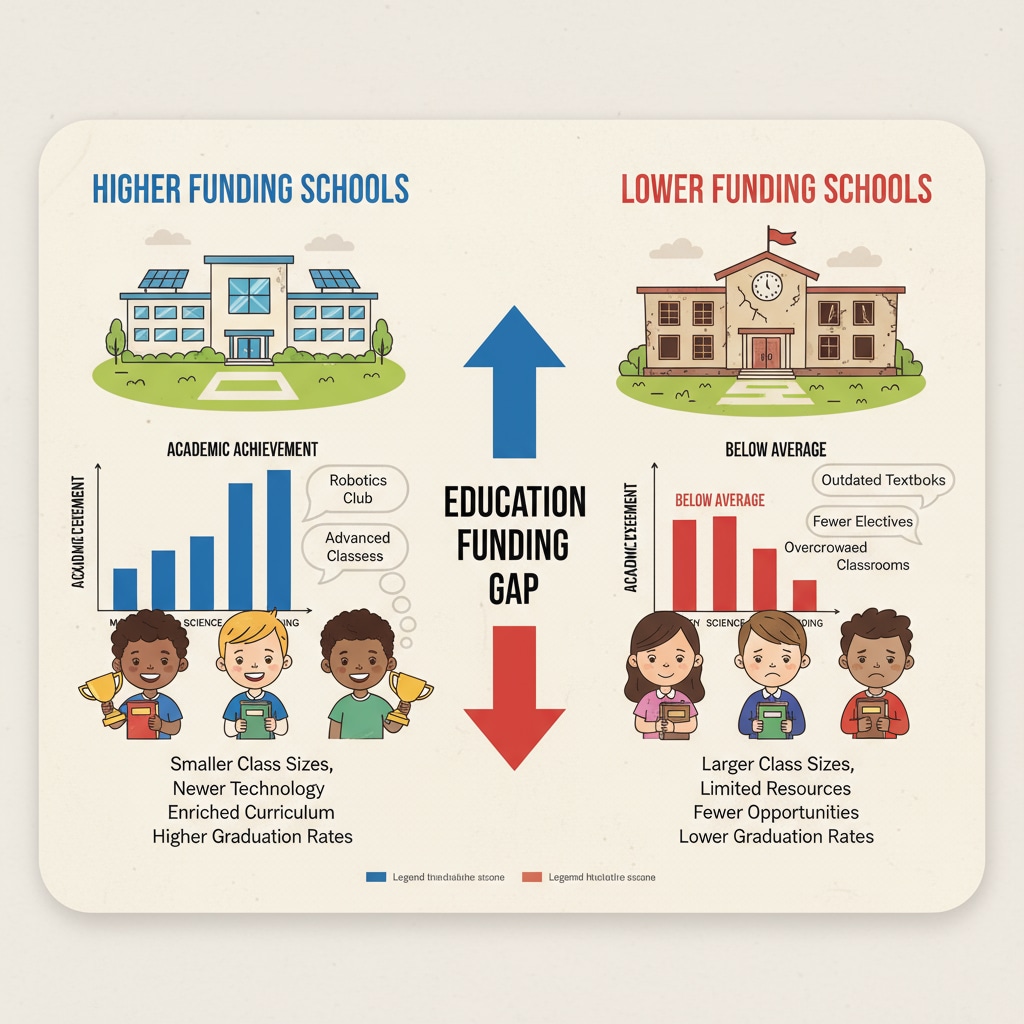 Chart comparing student performance in schools with varying education fund distributions